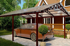 Двухскатный навес для автомобиля 8*10*3 м поликарбонат